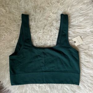 Anthro seamless square neck bralette deep green teal blue/green NEW NWT Sz L/XL